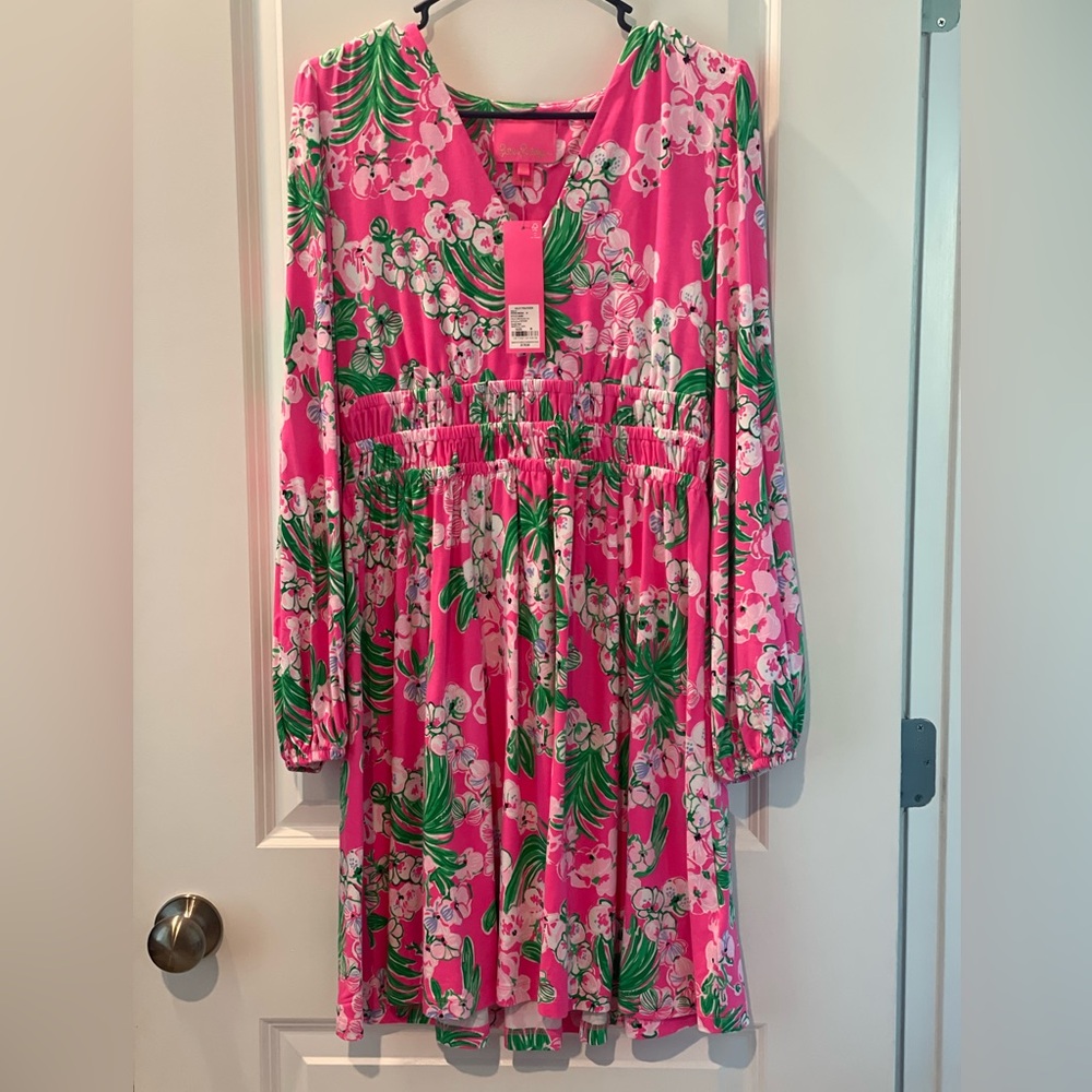 Lilly Pulitzer Calla Long Sleeve dress in Roxie Pink size Medium